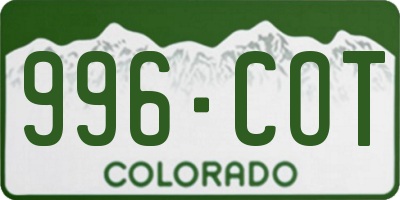 CO license plate 996COT