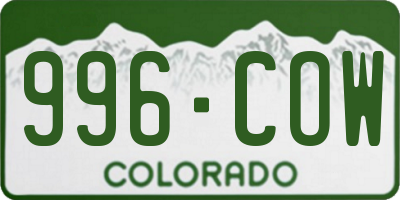 CO license plate 996COW