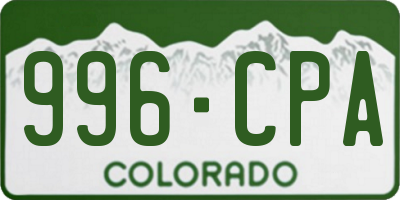 CO license plate 996CPA