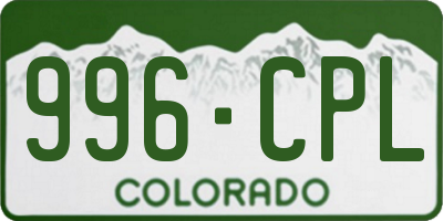 CO license plate 996CPL
