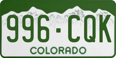 CO license plate 996CQK
