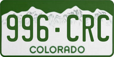 CO license plate 996CRC