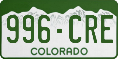 CO license plate 996CRE