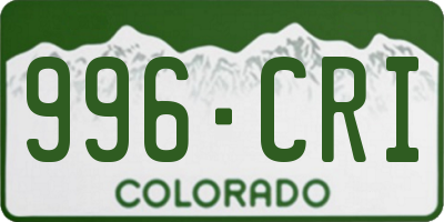 CO license plate 996CRI