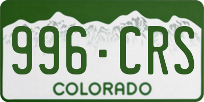 CO license plate 996CRS