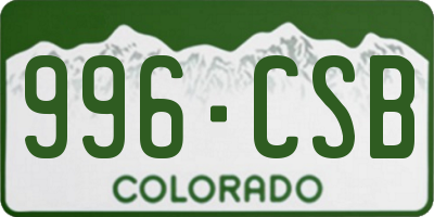 CO license plate 996CSB