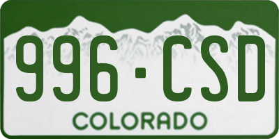 CO license plate 996CSD