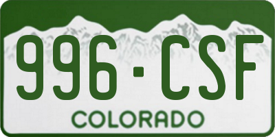 CO license plate 996CSF