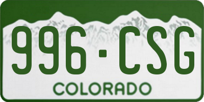 CO license plate 996CSG