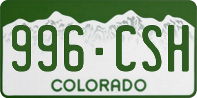CO license plate 996CSH