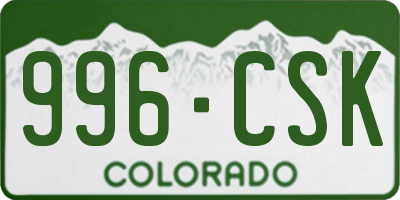 CO license plate 996CSK