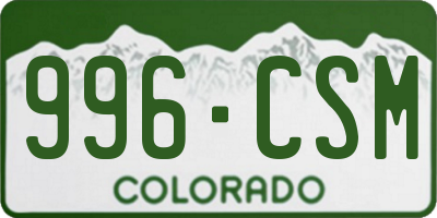 CO license plate 996CSM