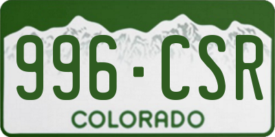 CO license plate 996CSR