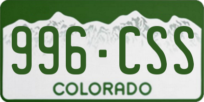 CO license plate 996CSS