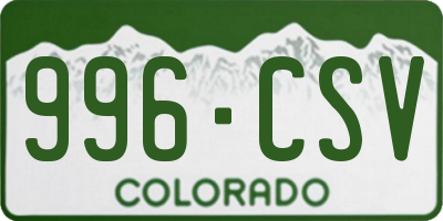 CO license plate 996CSV
