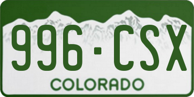 CO license plate 996CSX