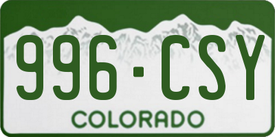 CO license plate 996CSY