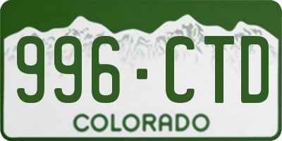 CO license plate 996CTD