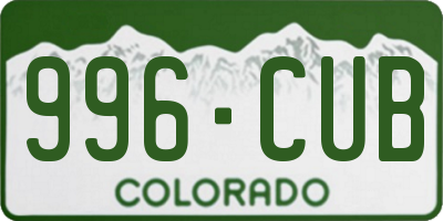 CO license plate 996CUB