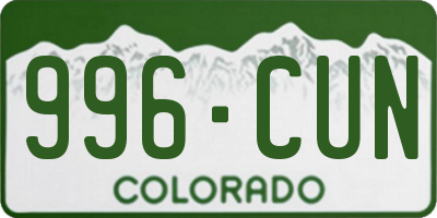 CO license plate 996CUN