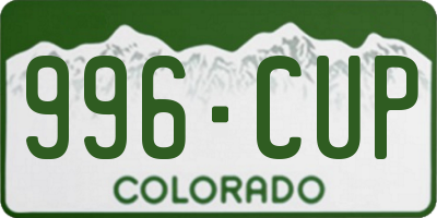 CO license plate 996CUP