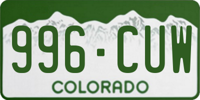 CO license plate 996CUW