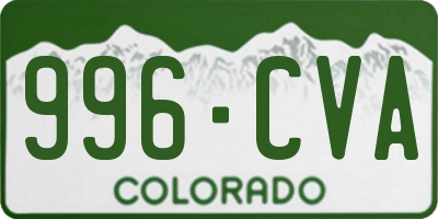 CO license plate 996CVA