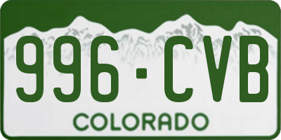 CO license plate 996CVB