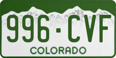 CO license plate 996CVF