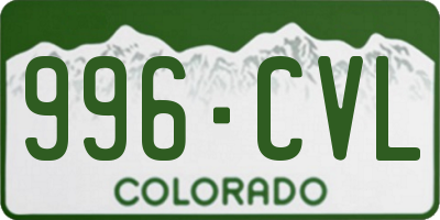 CO license plate 996CVL