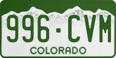 CO license plate 996CVM