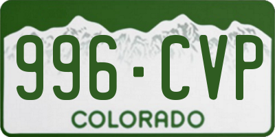 CO license plate 996CVP