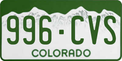 CO license plate 996CVS
