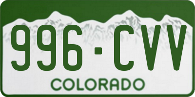 CO license plate 996CVV