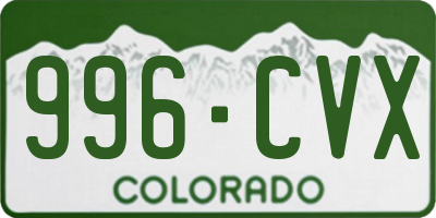 CO license plate 996CVX