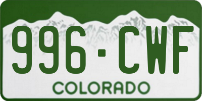 CO license plate 996CWF