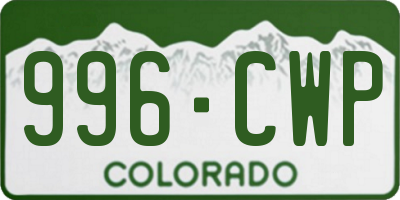 CO license plate 996CWP