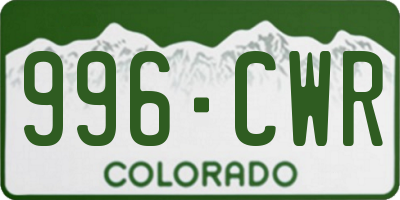 CO license plate 996CWR