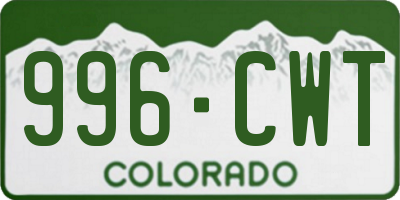 CO license plate 996CWT