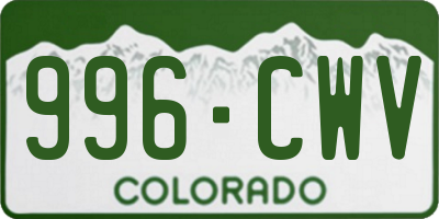 CO license plate 996CWV