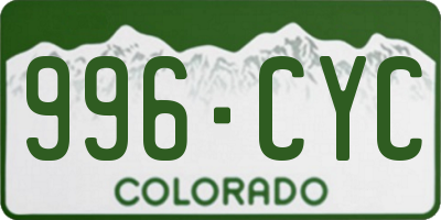 CO license plate 996CYC