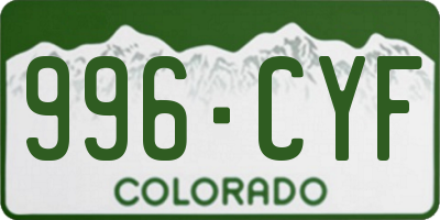 CO license plate 996CYF