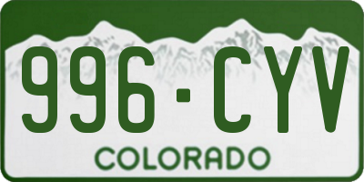 CO license plate 996CYV