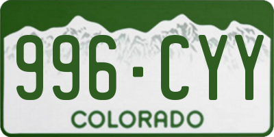 CO license plate 996CYY