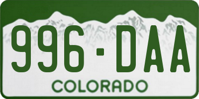 CO license plate 996DAA