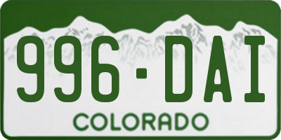 CO license plate 996DAI