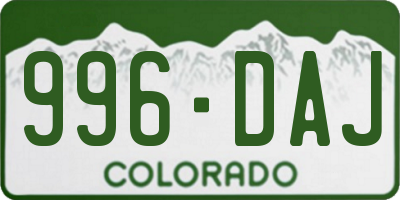 CO license plate 996DAJ