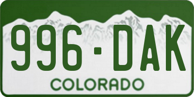 CO license plate 996DAK