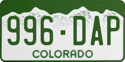 CO license plate 996DAP