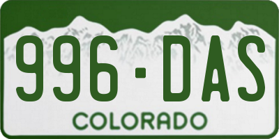 CO license plate 996DAS